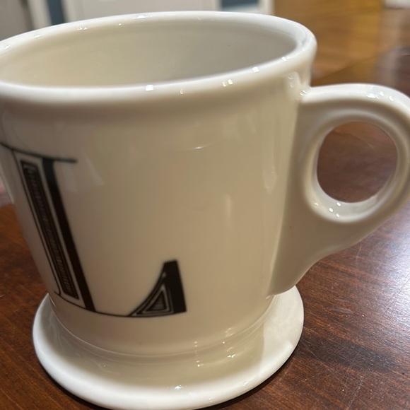 Anthropologie Monogram Black White Initial Letter "L" Coffee Tea Cup Mug - Picture 2 of 6